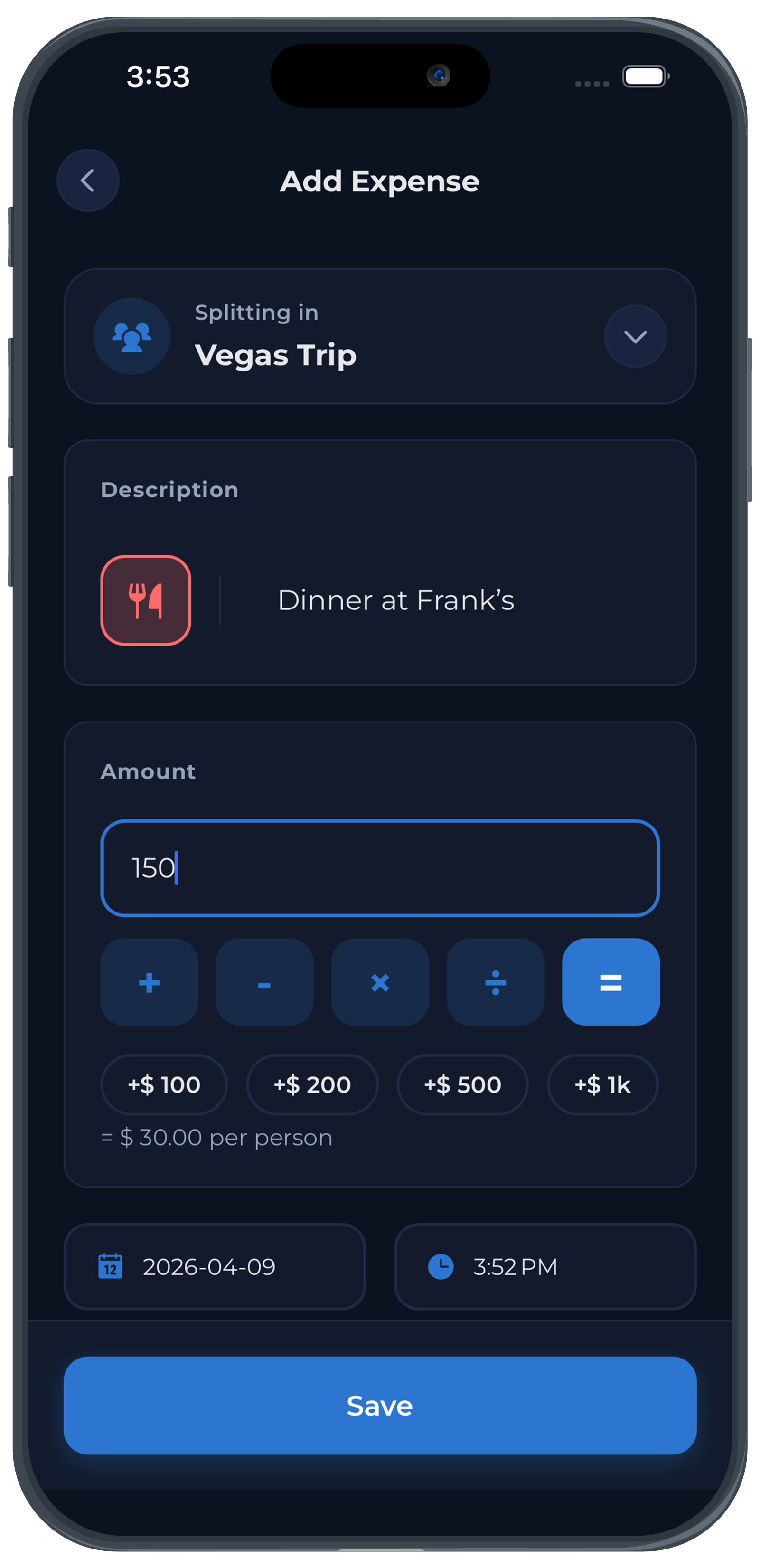 Add expense screen working with no internet connection